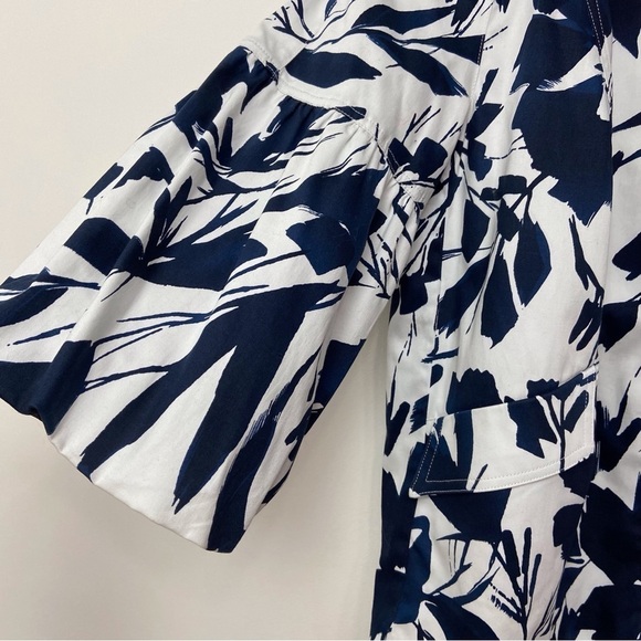 Rachel Adams blazer jacket cotton spandex white blue floral spring summer Medium - Picture 4 of 12